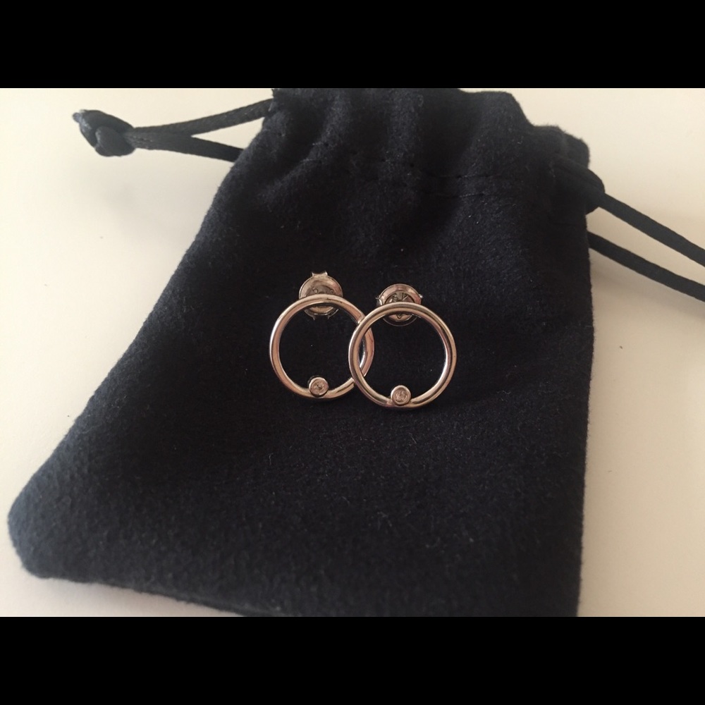 Mejuri sterling silver + white sapphire earrings